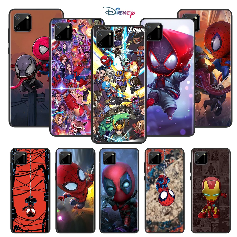 

Marvel Avengers Super Hero Cartoons For OPPO Realme 7i 7 6 6S 6i 5 5S 5i 3i Narzo 10 20 Pro Global TPU Silicone Black Phone Case