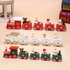 Рождественский поезд, 45 узлов, нарисованный, деревянное Рождественское украшение для дома, с Сантой, детские игрушки, украшения, Рождество 2020, подарок на Новый год