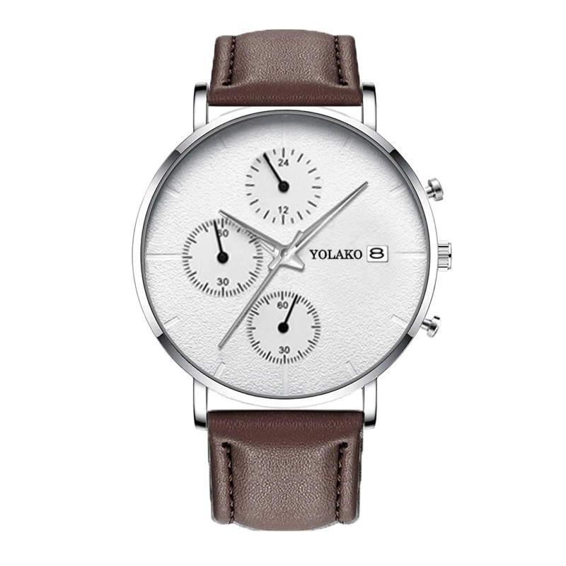 Brown silver Новинка, мужские часы с синей указкой, кварцевые, повседневные, простые, из сплава, с сетчатым ремешком, мужские, бизнес стиль, мужские часы с Т-образным календарем, мужские часы - Цвет: Brown silver