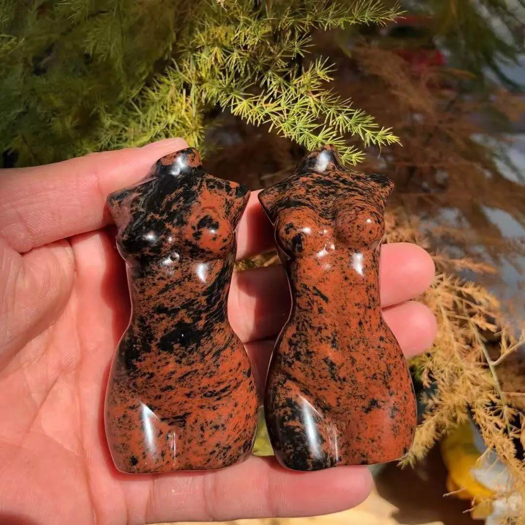 

75 mm hand-carved red obsidian crystal Goddess body craft jewelry