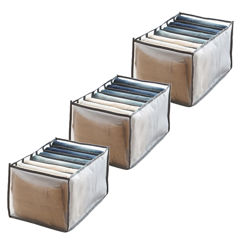 

3x Jeans Storage Box With Compartments Socks Clothes Underpants Organizer Drawers Divider Box Storage Box Cabinet Drawer Divider