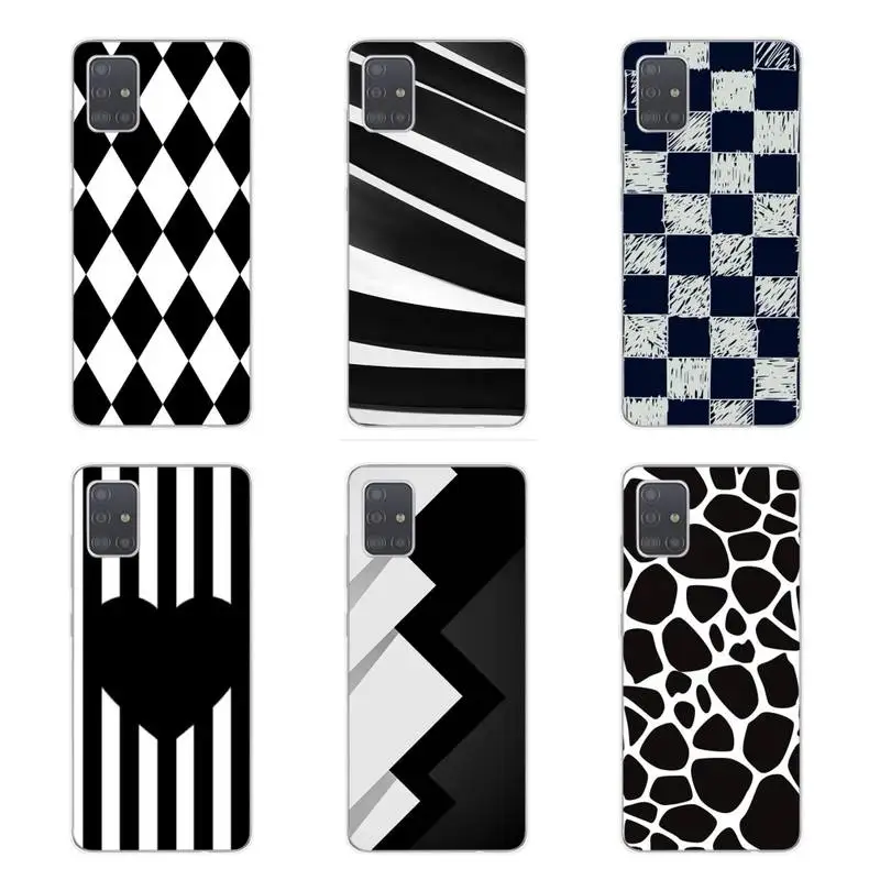 

Black And White Plaid Rhombus Phone Case For Samsung S4 S5 S6 S7 S7Edge S8 S9 S1E Plus S20Fe lite t Nax Fundas Cover