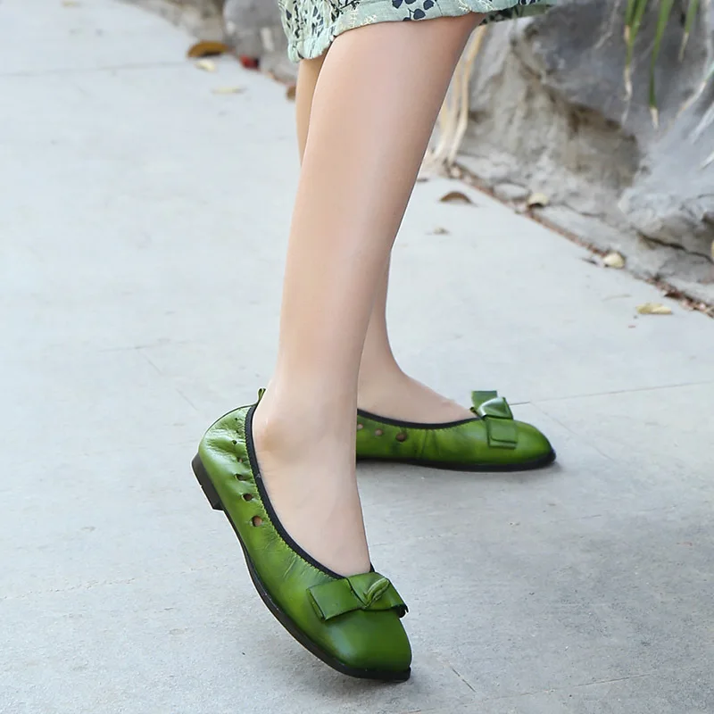 Женские туфли из натуральной кожи Johnature на плоской подошве Неглубокий квадратный