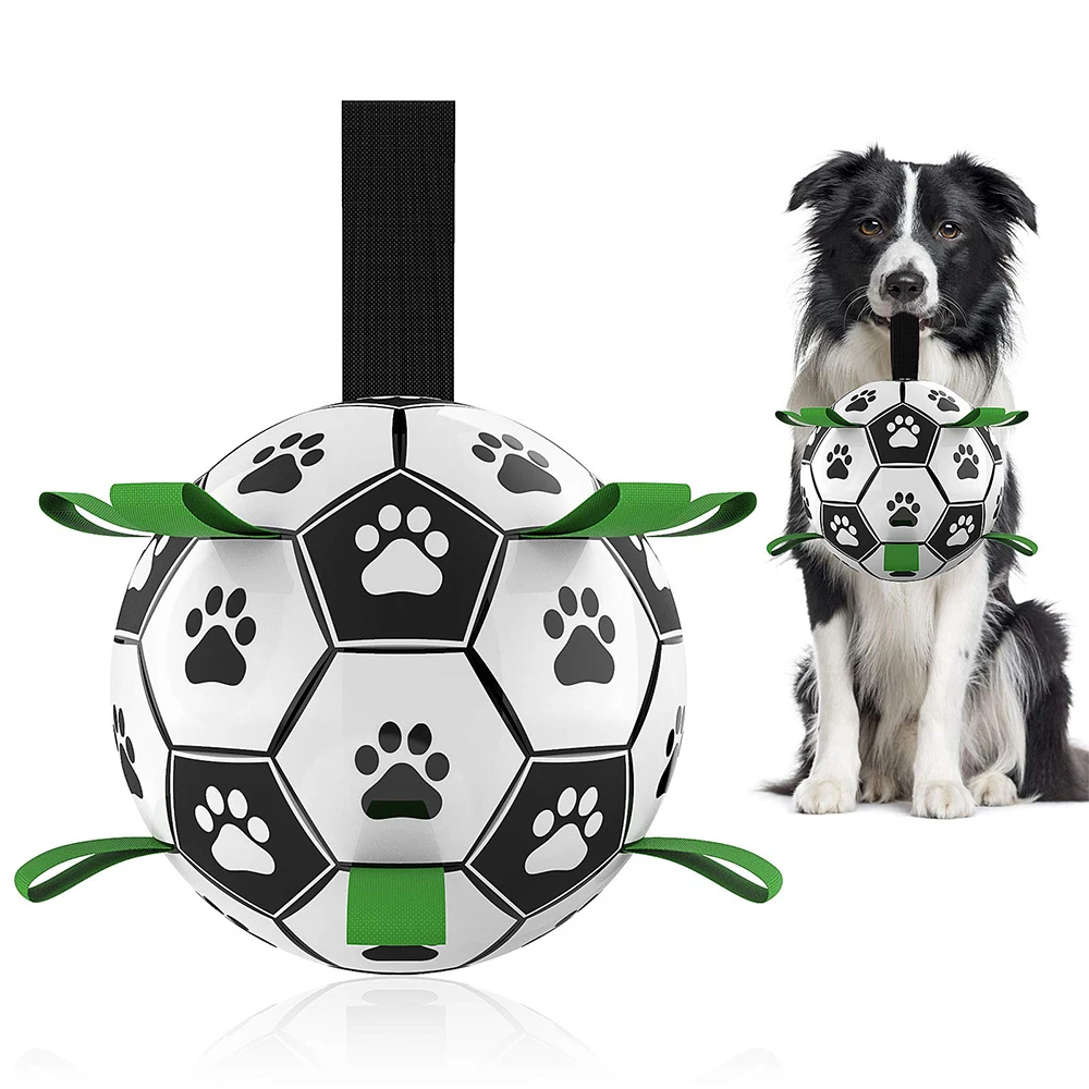 

Dog Toys Interactive Pet Football Toys Outdoor Training Soccer Toy Ball with Grab Tabs Dog Paw Puppy Toys Puppy Accessories