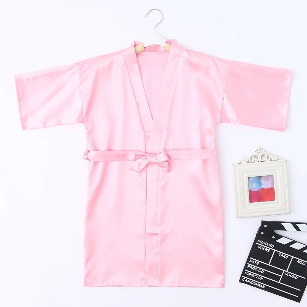 Детский халат шелковое детское летнее кимоно Банный халат подружки невесты платье для девочек на день рождения Шелковый детский халат для девочек, ночная рубашка