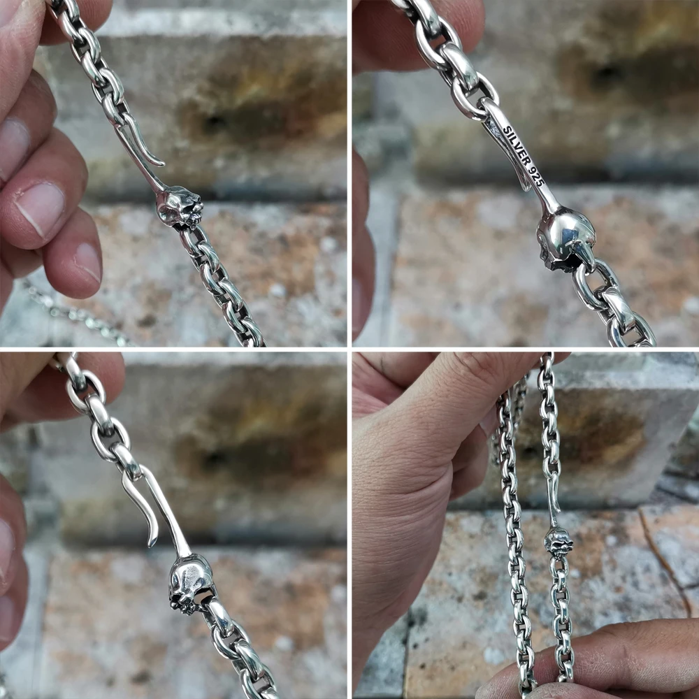 Женская простая цепь Серебряное мужское байкерское ожерелье в стиле панк рок