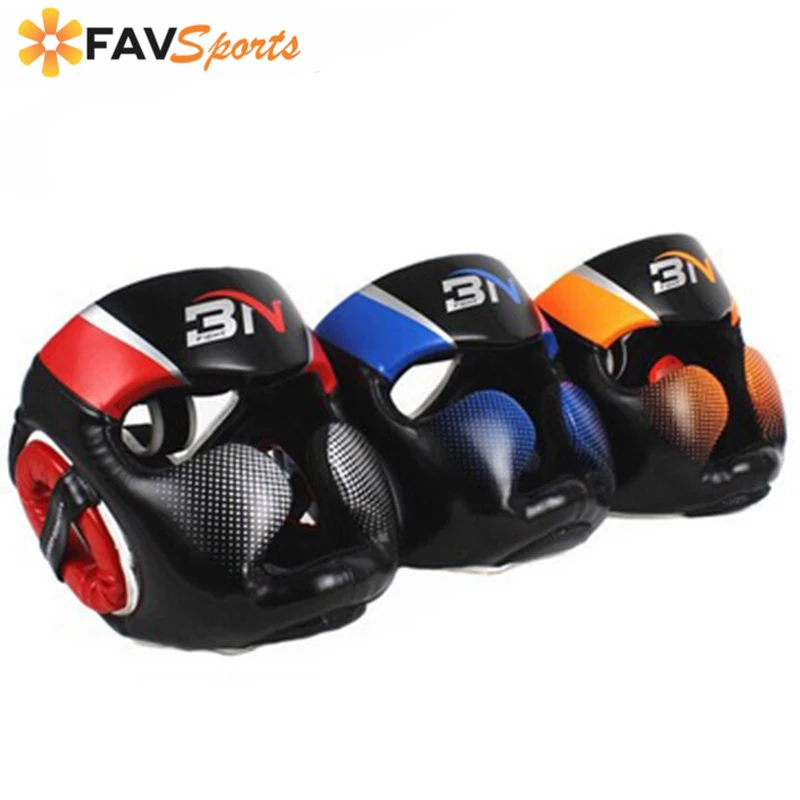 Полностью покрытый боксерский шлем Муай Тай искусственная кожа тренировочный