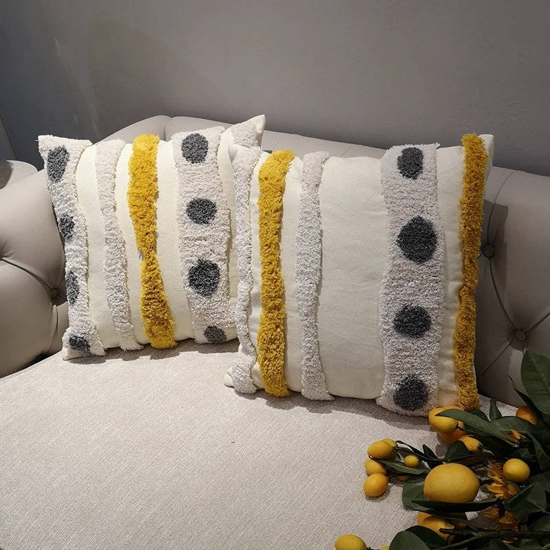 Белая холщовая наволочка с геометрической вышивкой домашний декор Женская