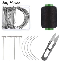 72pcs weave needle and thread kit c curved needle t pins needle sewing thread thread cutter for weaving knitting tools