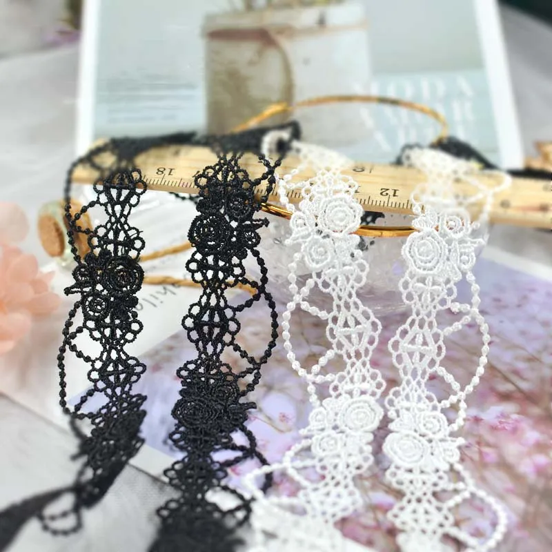 

10Meters Flowers Fabric Dress Water Soluble Lace Trim Ribbon Embroidery Accessories 2.5cm Width Free Shipping
