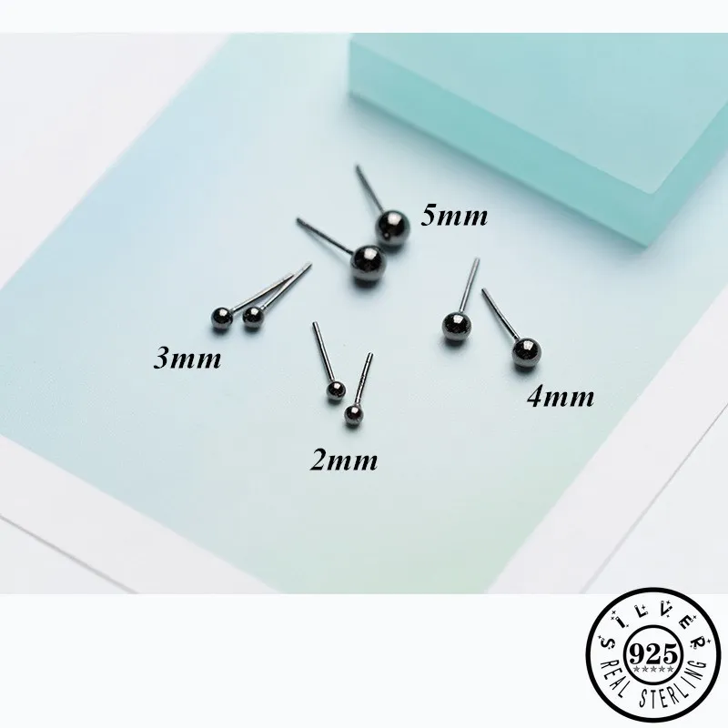 Мужские 925 стерлингового серебра минималистские небольшие круглые шарики Форма