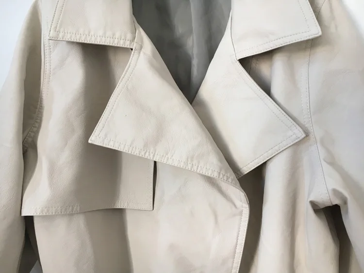 New Spring Women Faux Leather Jacket Biker Red White Coat Turndown Collar PU Motorcycle Jackets Loose Streetwear Outerwear