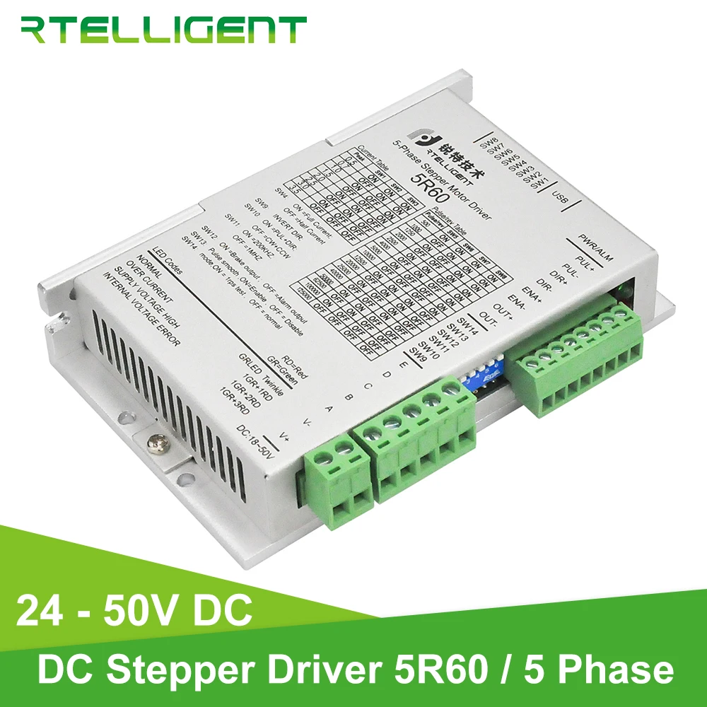 Rtelligent Nema 23 5 фаза 0,72 Градусов Драйвер шагового двигателя AC/DC контроллер драйвера двигателя для Nema17 23 шаговый двигатель