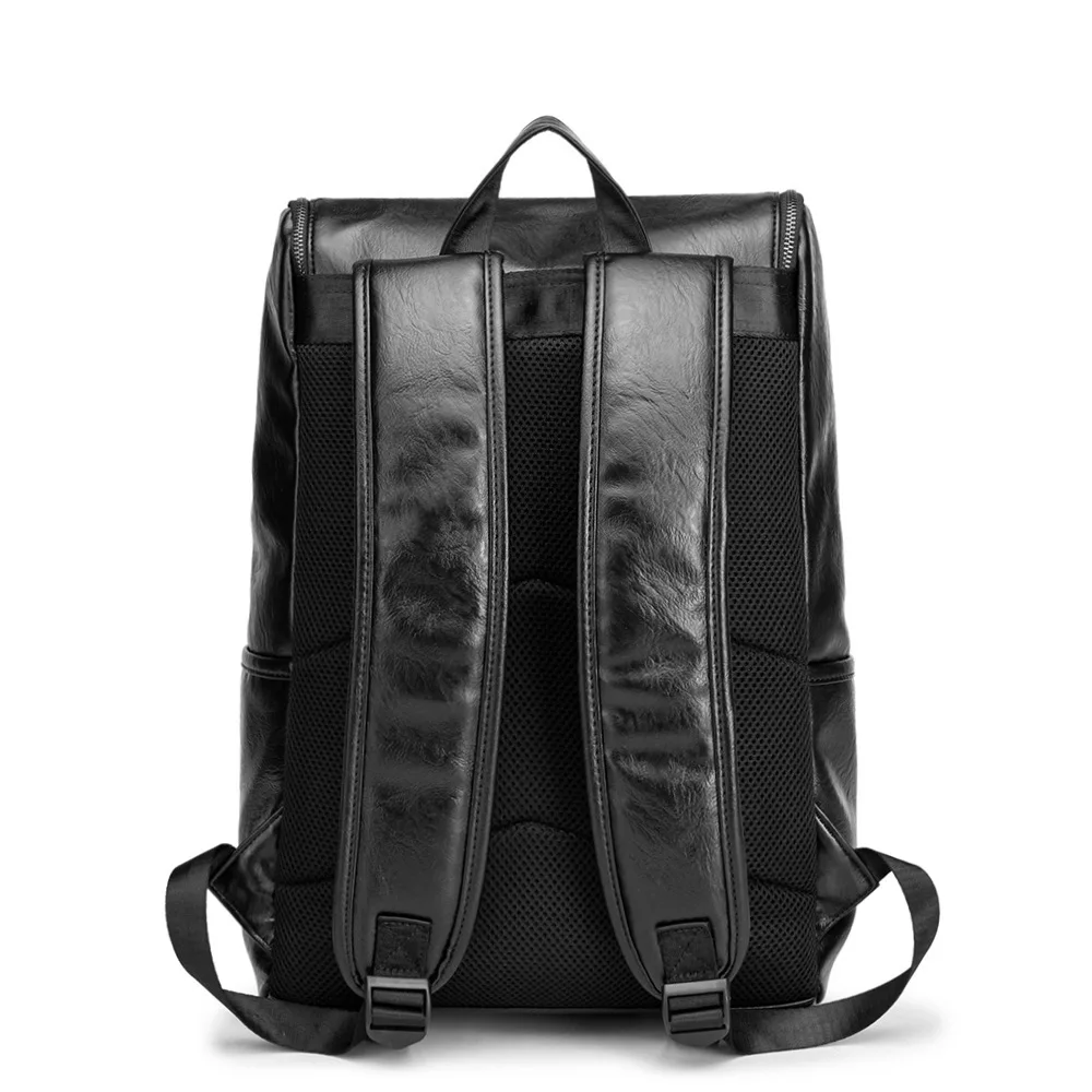 Fashion Men Soft PU Leather Backpack for Travel Casual Man Black Large Capacity Business Computer Bags Outdoor School Students