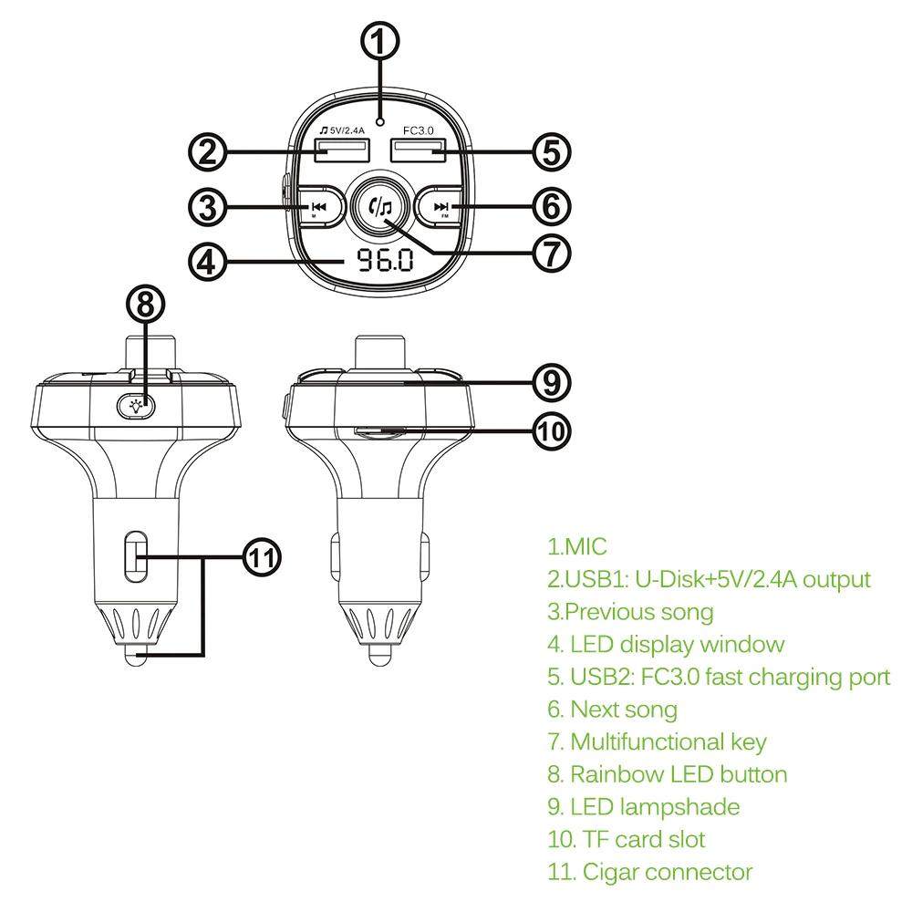 Onever BC51 Bluetooth Автомобильный MP3 плеер беспроводной комплект fm-передатчик ЖК-дисплей