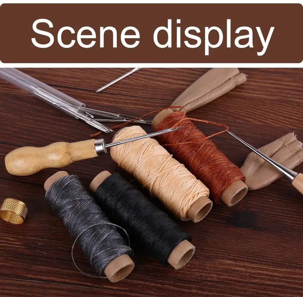 

LMDZ Leather Working Kit with Large-Eye Stitching Needles, Waxed Thread, Leather Sewing Tools for DIY Leather Craft