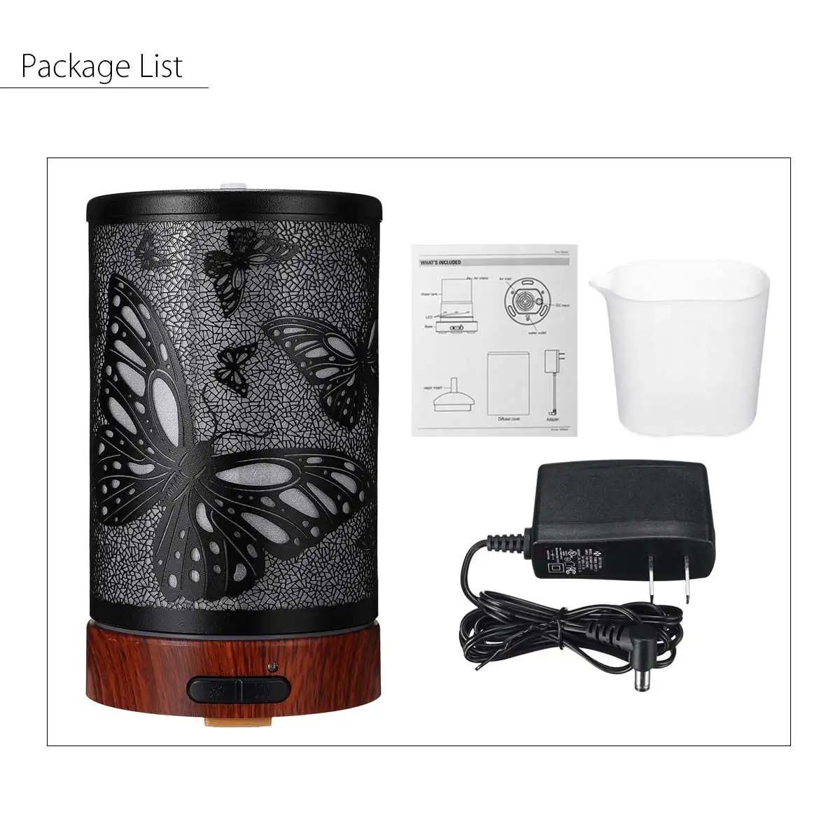 

Butterfly Pattern Air Humidifier Essential Oil Diffuser Iron Art Humidificador Mist Maker LED Lamp Diffuser Aromatherapy US Plug
