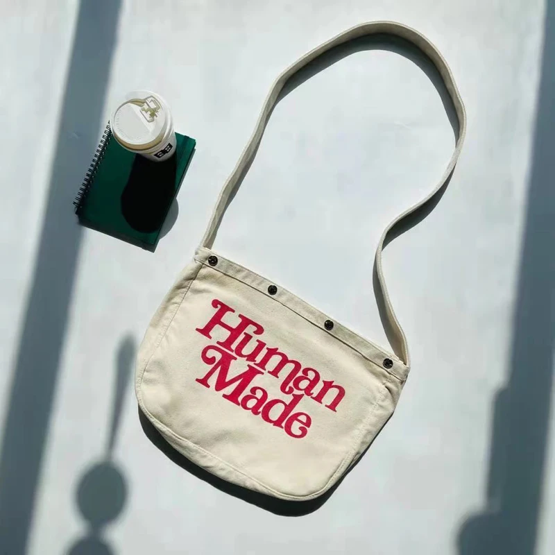 Human Made Canvas Bags Red Heart logo Bags Men Women 1:1 High quality Four Seasons Waist Bags Human Made Handbag Japanese Style