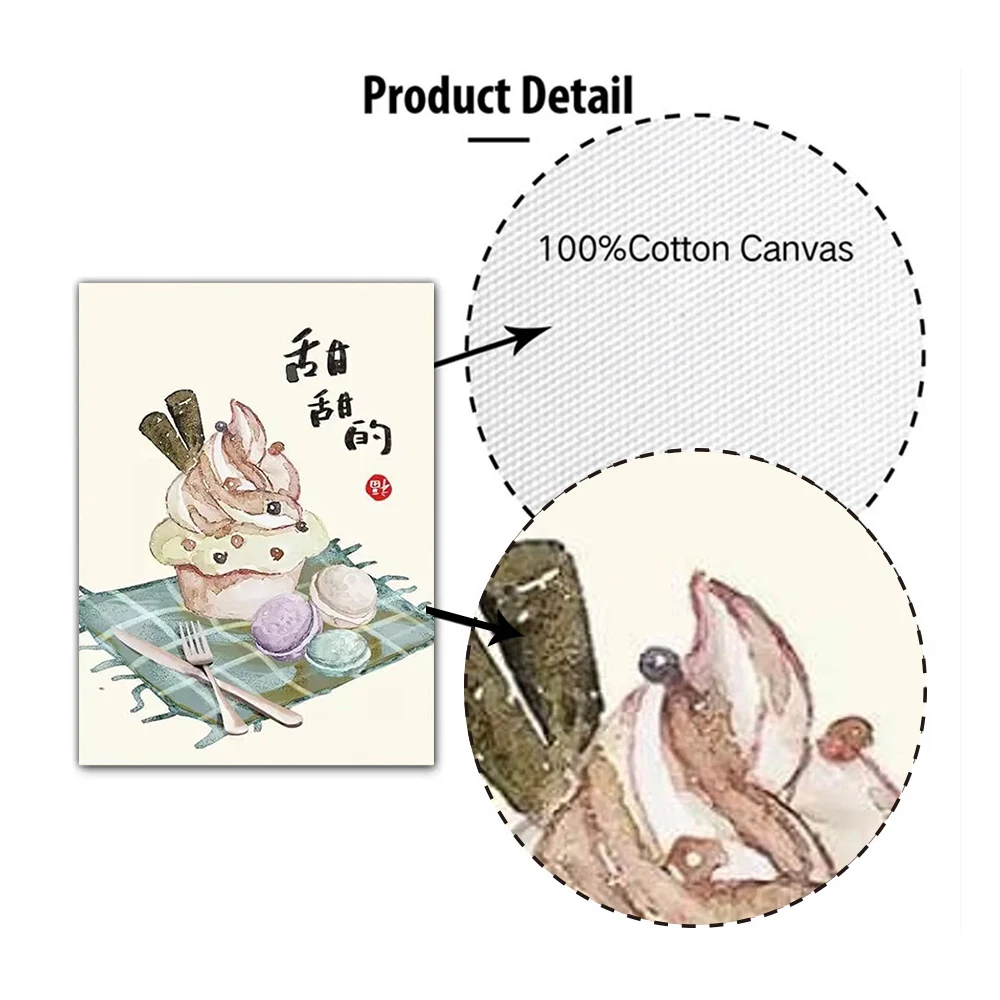 Плакаты в китайском стиле с изображением еды кошек постеры картины на холсте
