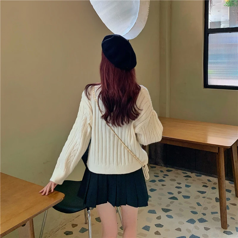 VSUE Для женщин Мягкий трикотажный свитер с длинными рукавами белый серый тонкий