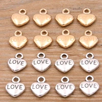 30pcs 1012mm 2 color double sided letter love charms hearts pendant metal alloy for diy necklace bracelet earrings marking