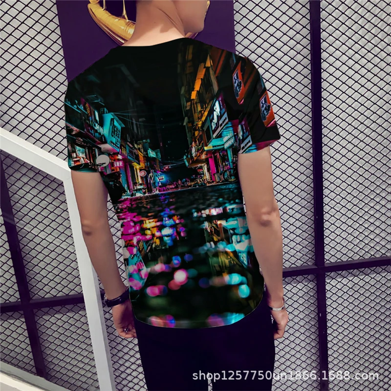 Новинка лета, Мужская футболка, 3D, красивая, звездное дерево, цифровая печать, мужские футболки, повседневные, короткий рукав, Круглый ворот, свободная футболка