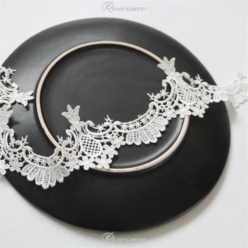 3 ярдов Новое поступление слоновая кость полиэстер ткань цветок Venise Венецианская