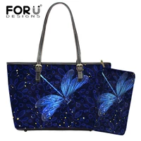 forudesigns delicate dragonfly pattern 3d print leather tote bag and purse for woman fashion luxury handbags teen girl hand bag