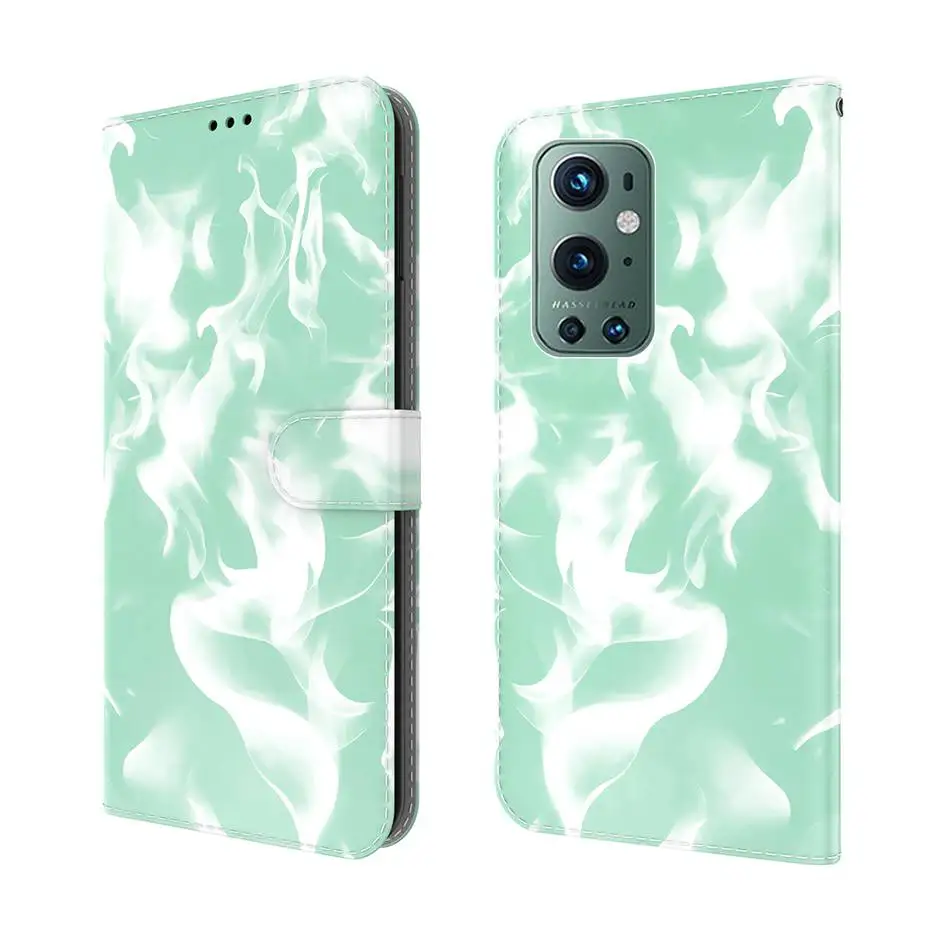 Кожаный флип-чехол для OnePlus X 9 Pro бумажник чехол Nord N10 5G N100 акварель облака телефона