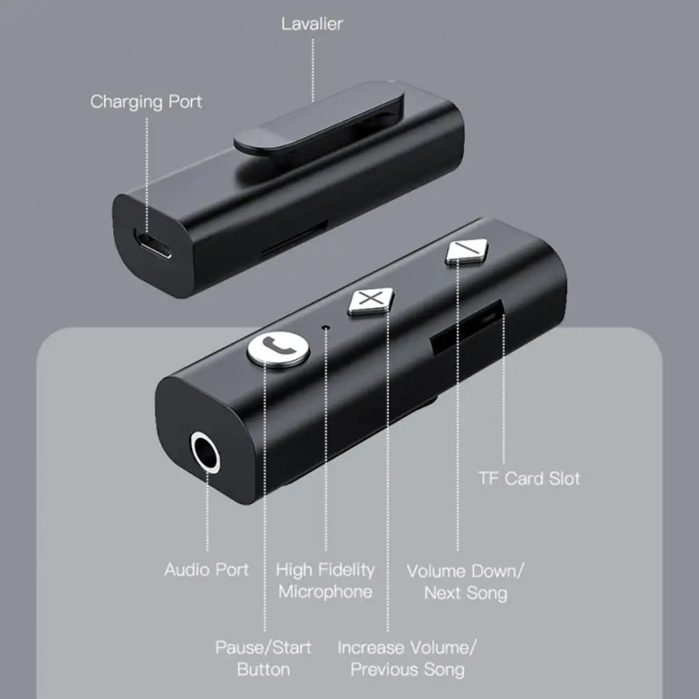 

Wireless Audio Adapter Bluetooth 5.0 Portable Mini Lavalier TF Playback 3.5 Audio Wireless Bluetooth Receiver Adapter for Car