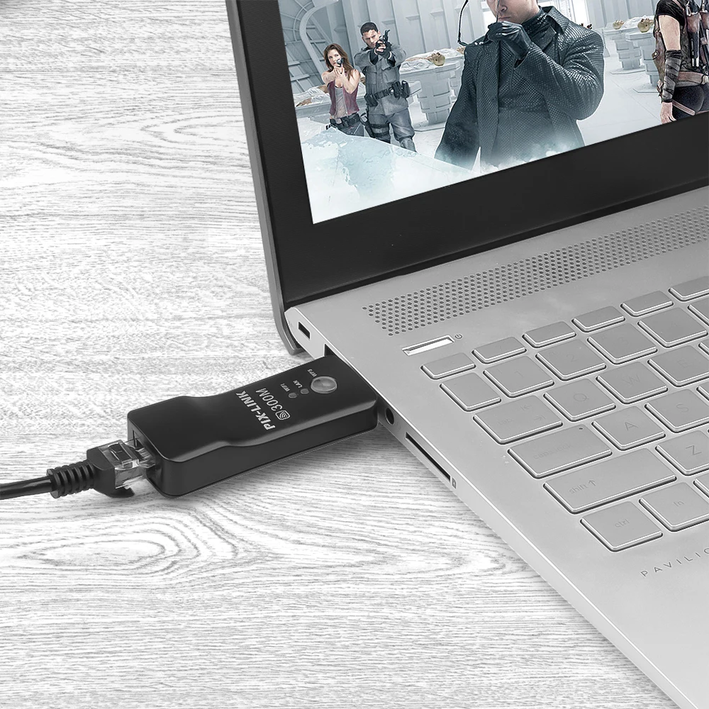 Kebidu Беспроводной USB универсальный 300 Мбит/с Wi-Fi адаптер Rj-45 Порты и разъёмы Ethernet