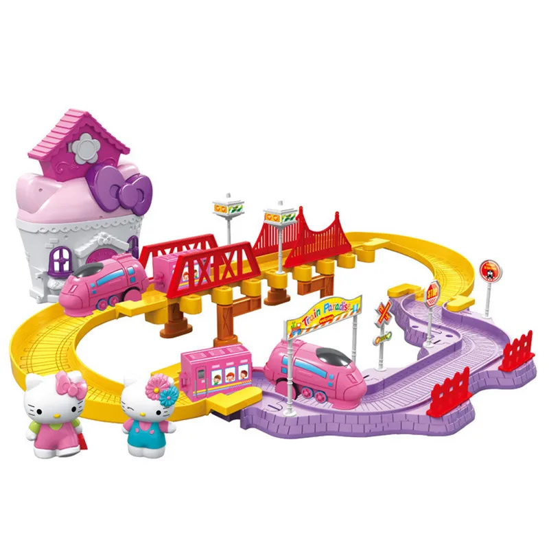 

Hot KT Cat Track Park Electric Train Children's DIY Puzzle Assembling Toy Christmas Gift The Best Gift for Boys and Girls