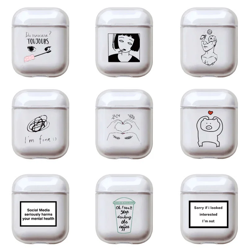 Чехол-накладка для наушников Apple Airpods Pro/2/1 прозрачный жесткий | Электроника