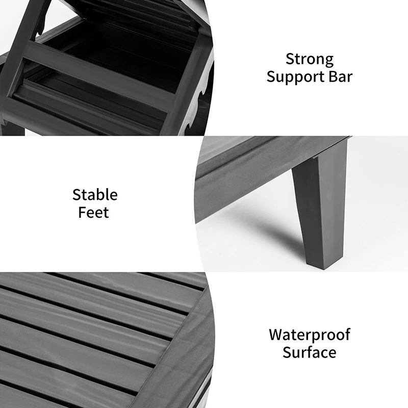 

Outdoor Recliner Chair 5-Position Adjustable Backrest Smooth PP Material Sturdy Frame Hollowed Out Strong Legs Sun Lounger