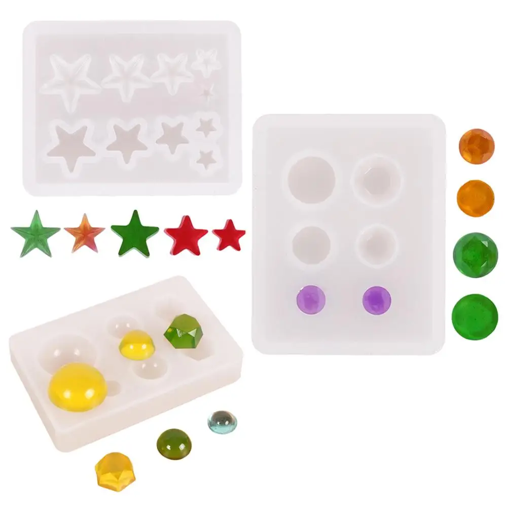 

Geometric Beads Pendant Silicone Epoxy Resin Mold Pentagram Diamond Round DIY Jewelry Earrings Craft Making Accessories