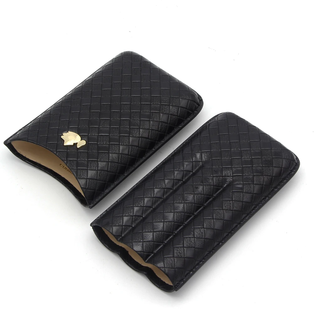 COHIBA Cigar Case Travel Humidor Portable Outdoor For 3 Ciagrs Tube Holder Mini Leather Box |