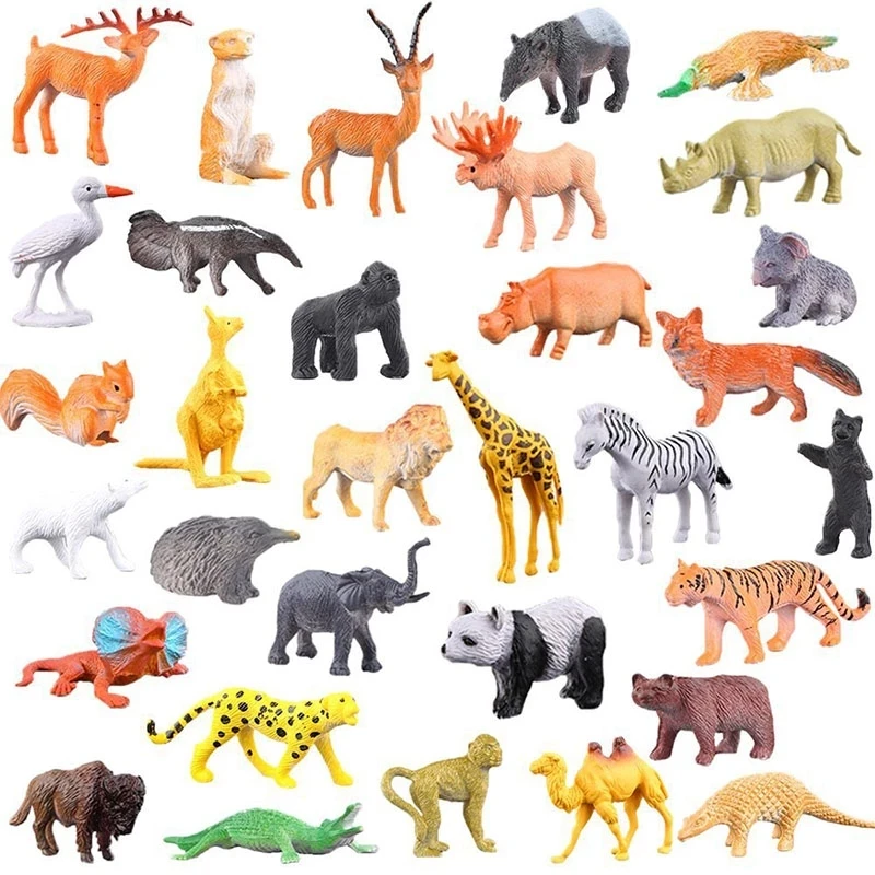 

53pcs/set Mini Animal World Zoo Model Figure Action Toy Set Cartoon Simulation Animal Lovely Plastics Collection Toy for Kids