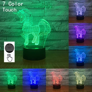 Style3 7 colors 3D светильник Единорог Лошадь ночной Светильник сенсорная настольная лампа 7 цветов Изменение, Оптическая иллюзия Лампа Led Рождественские подарки Декор Светильник - Цвет: Style3 7 colors