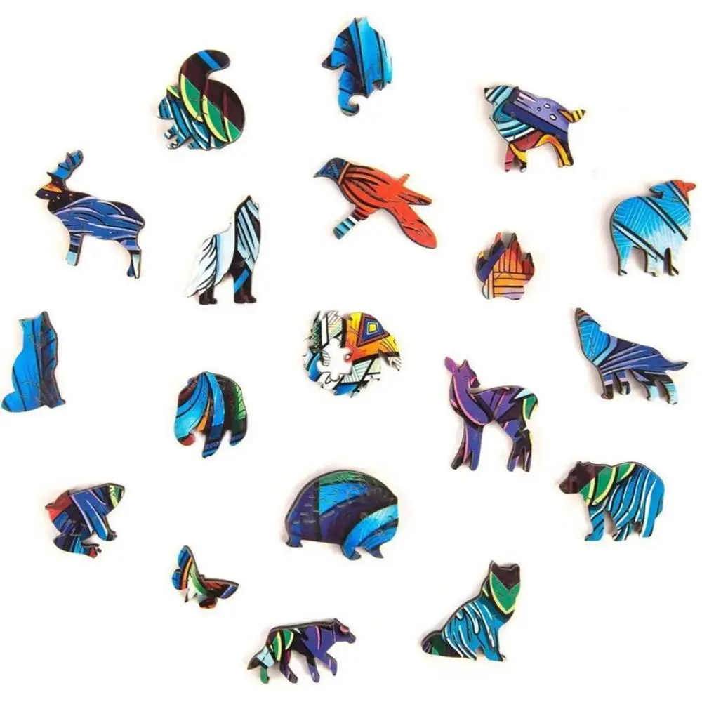 

Unique 3D Wooden Puzzle Game For Adults Kids Wooden Animal Jigsaw Puzzles Games Mysterious Wolf Owl Montessori Children's Toys