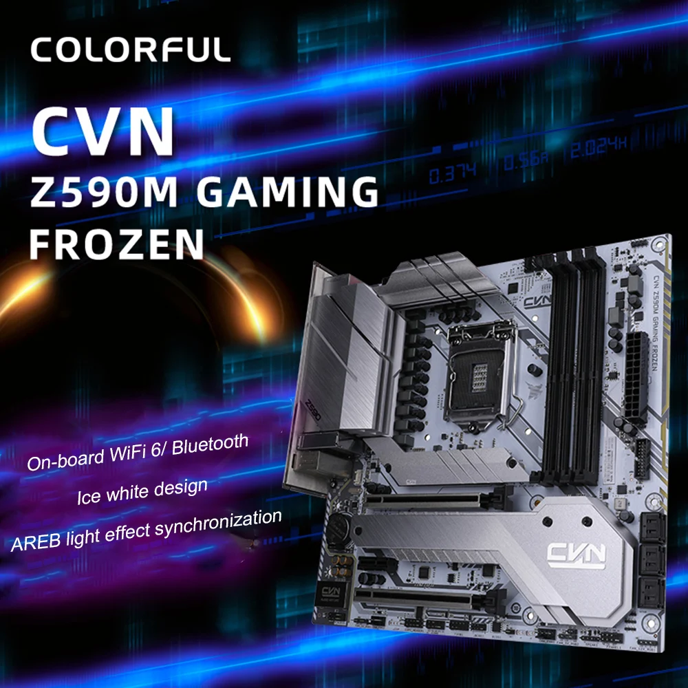 Günstig Bunte Motherboard CVN Z590M GAMING GEFRORENE V20 M.2 SSD PCI-E X16x4 128GB DDR4 Spiel Gaming Motherboard Für 11600K/11700K/11900K