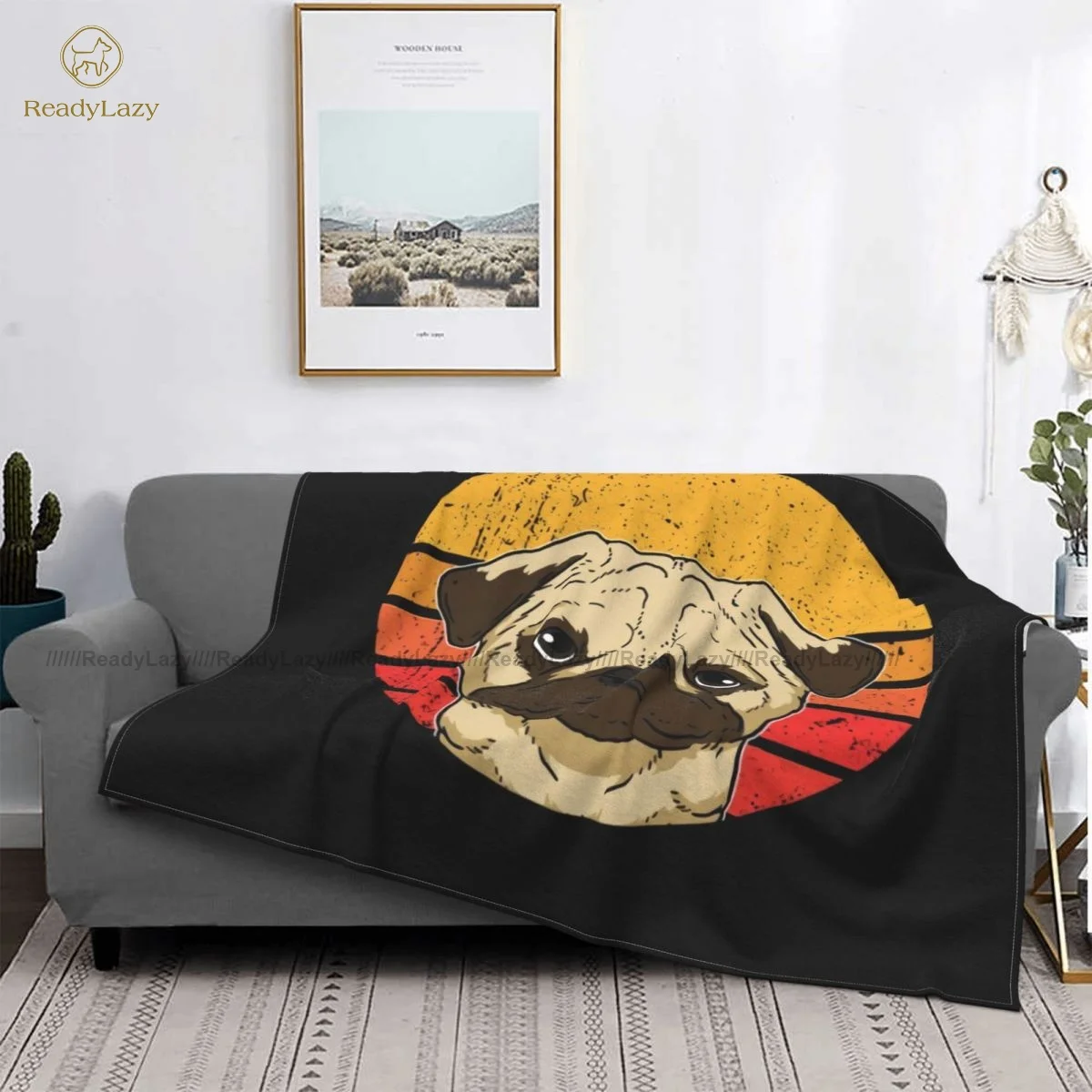 

Manta de Pug suave, colcha de moda, manta de meditación de vellón peludo