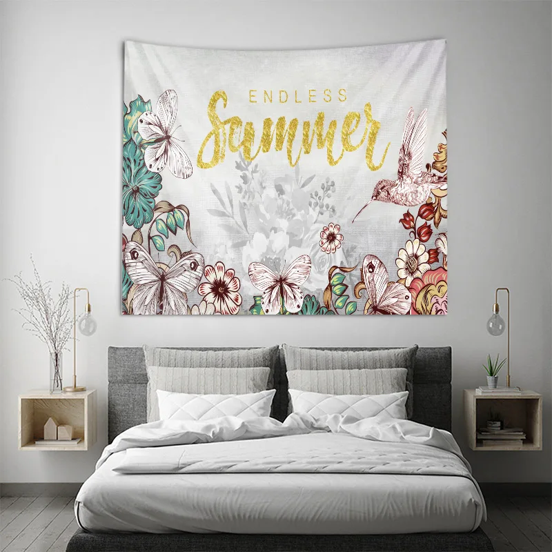 Гобелен с тропическими листьями настенный летний Настенный декор в виде листьев