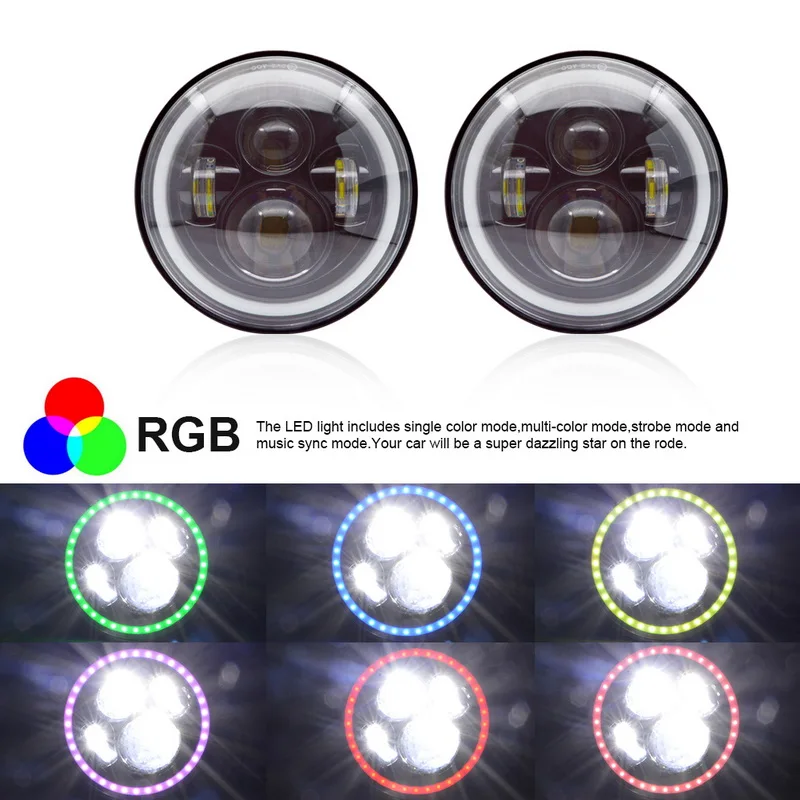 Safego 2 шт. 7 &quot40 Вт круглый RGB ангельские глазки светодиодный фонарь DRL дальнего