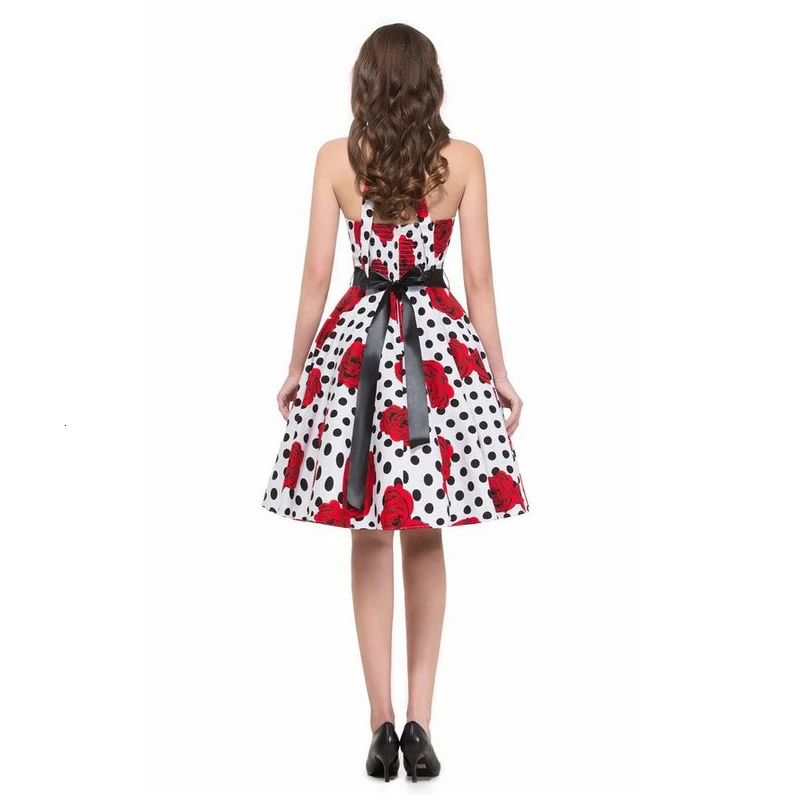 Robe 2019 летние винтажные платья 50s 60s женское платье без рукавов с цветочным принтом