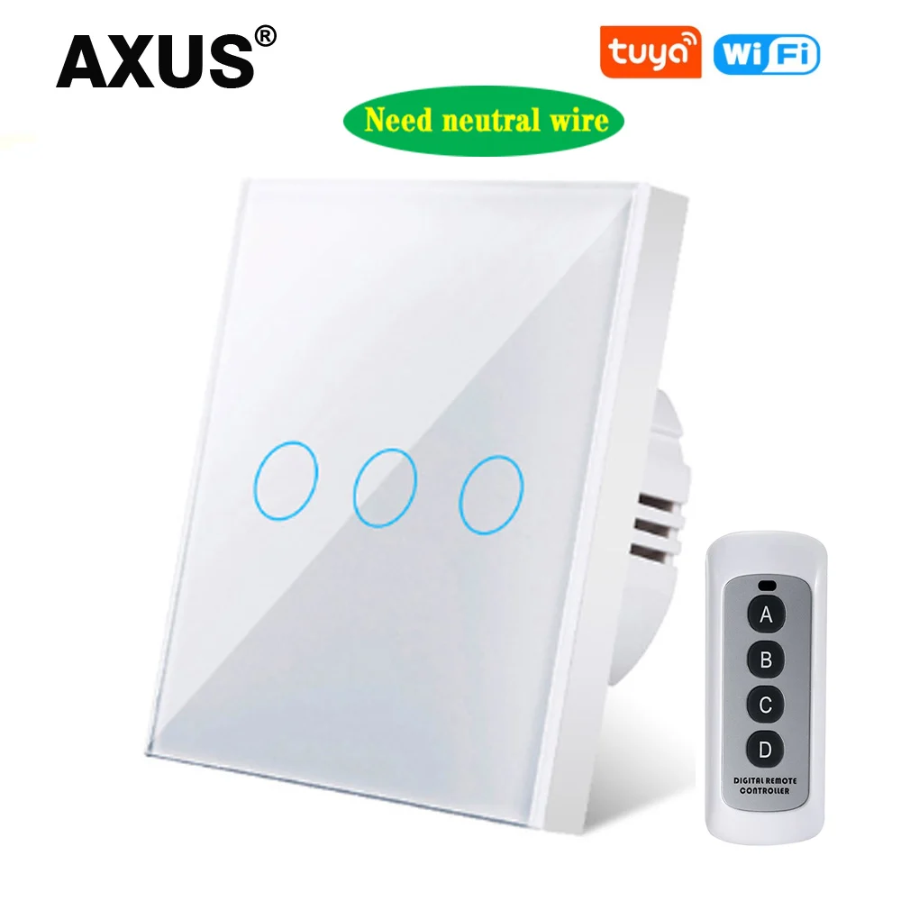 Настенный сенсорный выключатель AXUS с поддержкой Wi-Fi 1/2/3 клавиш | Обустройство