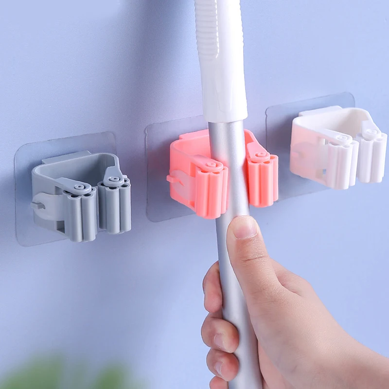 1PCS High Quality Wall Mounted Mop Organizer Holder Brush Broom Hanger Home Storage Rack Bathroom Suction Hanging Pipe Hooks