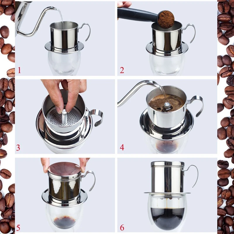 

Coffee Filter Press, Stainless Steel Vietnamese Coffee Filter Set Best Coffee Dripper for Home/Kitchen/Office/Outdoor