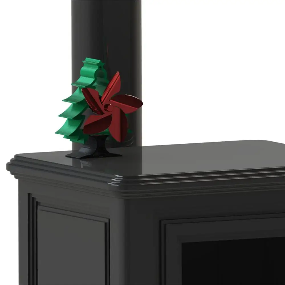 

Christmas Tree Fireplace Fan 5-Blade Heat Powered Stove Fan Burner Eco fan Quiet Home Fireplace Fan Efficient Heat Distribution