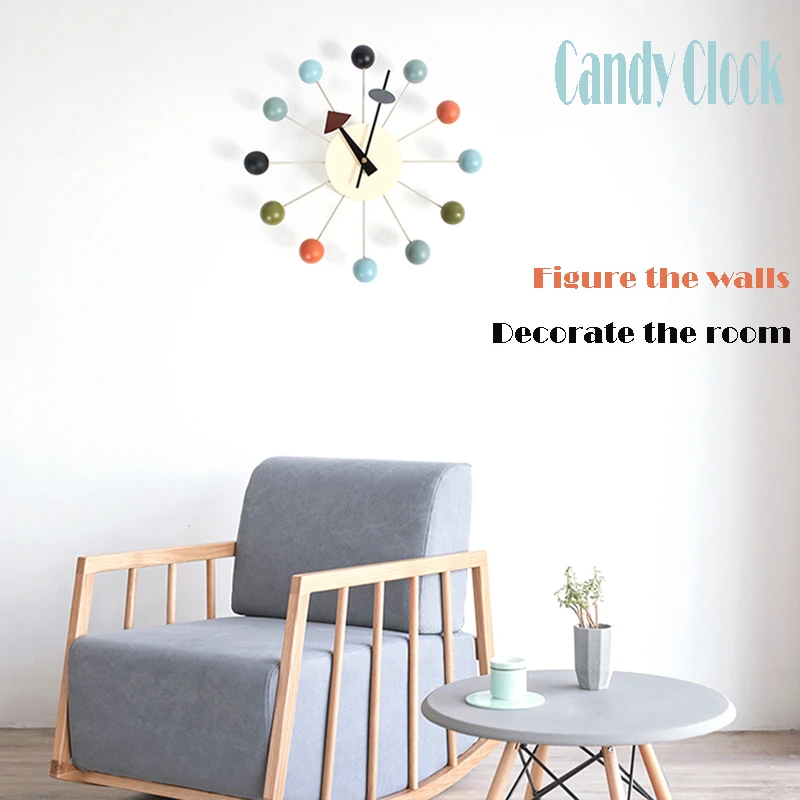 Часы настенные кварцевые бесшумные декоративные с деревянными шариками для