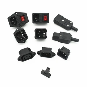 Розетка переменного тока с белыми тумбами, 3 контакта, красный светодиод, 250 В, 10 А, предохранитель, гнездовой гнездо входа, 2 отверстия, крепление для розетки, 1 шт.